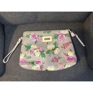 Betsey Johnson Rose Print Wristlet Pouch Coquette Grandmacore Floral Zip Clutch